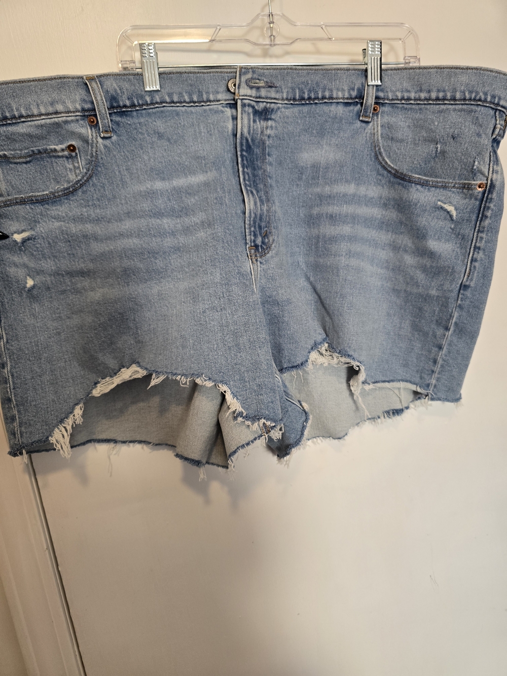 Abercrombie & Fitch Light Blue Distressed Denim Shorts